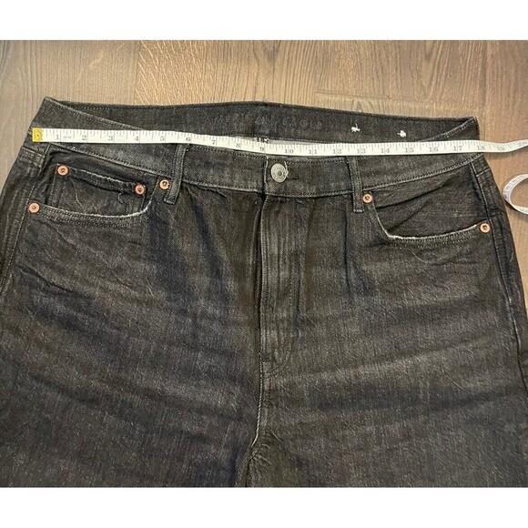 Women's American Eagle Real Good Black Jeans Straight Tapered 90s Style Size 16 - Picture 3 of 6